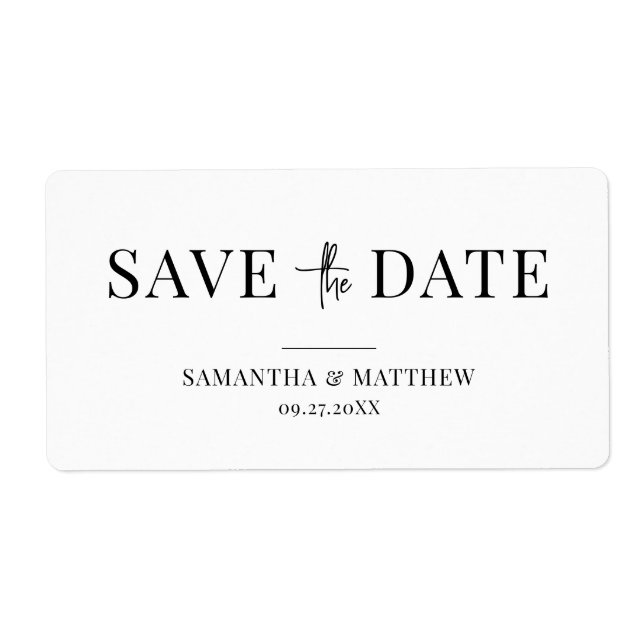 Elegant Chic Simple Minimalist Save The Date Label (Front)