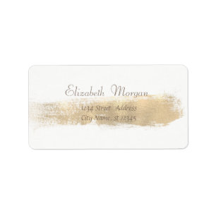 Elegant Chic Simple White,Faux Gold Brush Stroke Label