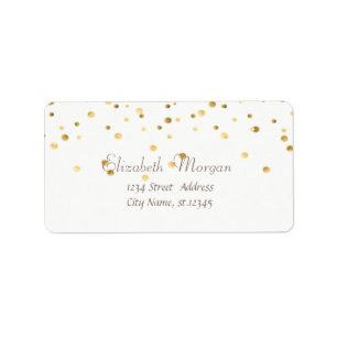 Elegant Chic  Simple White,Fux Gold Foil Confetti Label