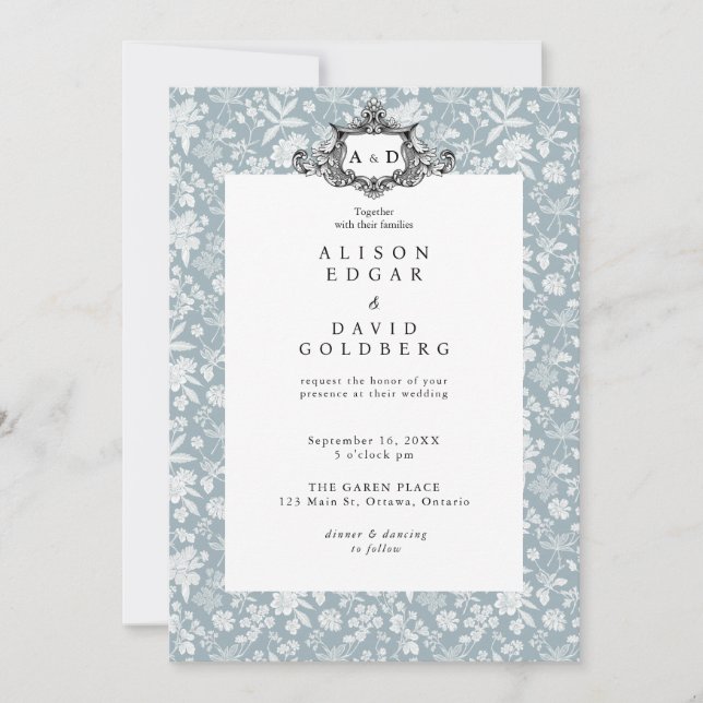 Elegant Chic Soft Indigo DIY Custom Photo Wedding Invitation (Front)
