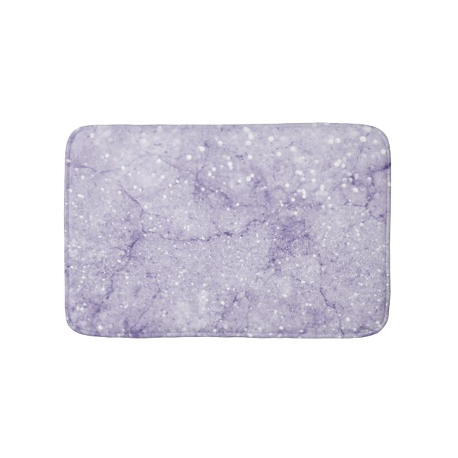 Elegant chic soft lavender purple glitter marble bath mat (Front)