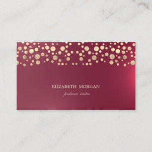 Elegant Chic Sophisticated,Gold Confetti Red Business Card