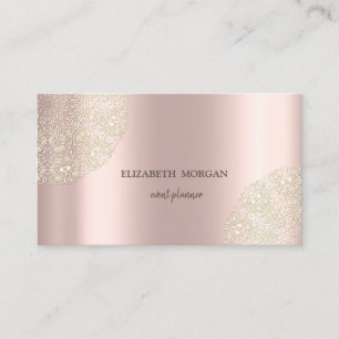 Elegant Chic Sophisticated,Lace,Rose Gold Business Card