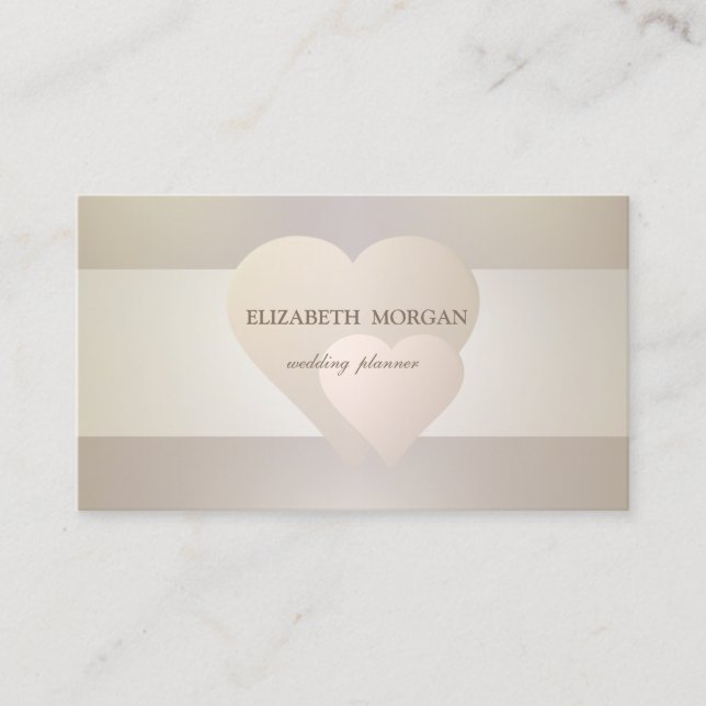 Elegant Chic Sophisticated, Rose Gold Hearts Business Card (Front)