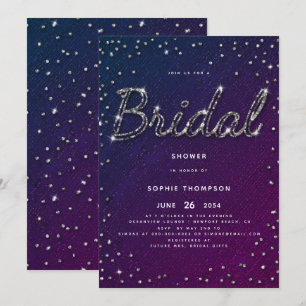 Elegant Chic Sparkle Glitter Purple Bridal Shower Invitation