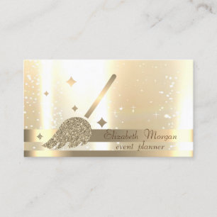 Elegant ,Chic ,Stripes ,Luminous Glitter Broom Business Card
