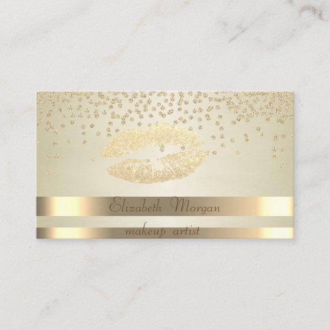 Elegant Chic,Stripes - Shiny Diamonds-Glittery Lip Business Card (Front)
