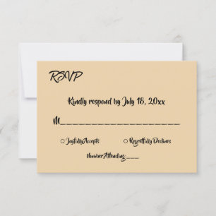 Elegant Chic Stylish Beige Modern Simple Wedding RSVP Card