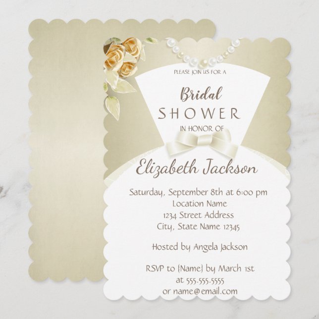 Elegant Chic Stylish , Bride Dress   Bridal Shower Invitation (Front/Back)