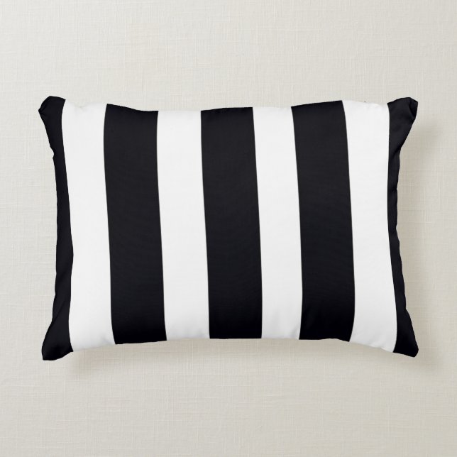 Elegant Chic Stylish Classic Black & White Striped Decorative Cushion (Front)