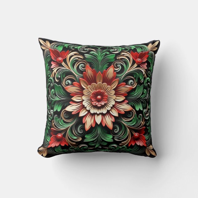 Elegant Chic Stylish Floral Luxury Colourful Cushion (Front)