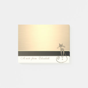 Elegant Chic  Stylish Girly ,Faux Gold, Cat Post-it Notes