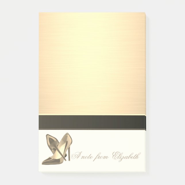 Elegant Chic  Stylish Girly ,Faux Gold, High Heel Post-it Notes (Front)