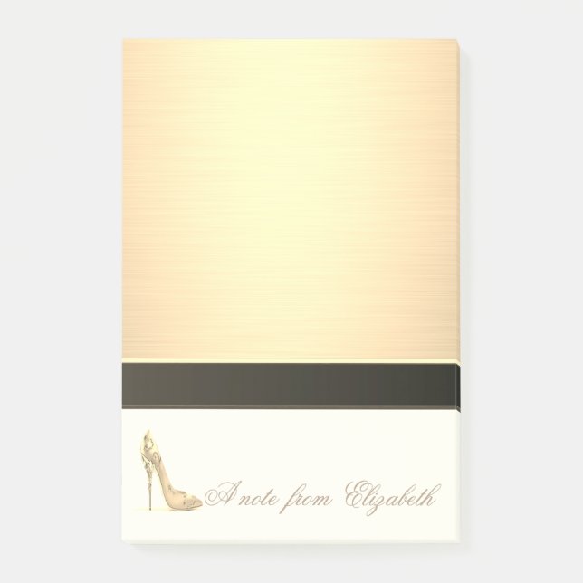 Elegant Chic  Stylish Girly ,Faux Gold, High Heel Post-it Notes (Front)