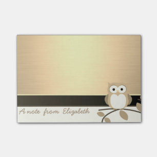 Elegant Chic Stylish Girly ,Faux Gold, Owl Post-it Notes