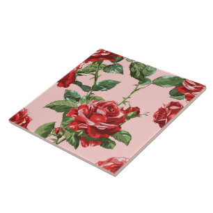 Elegant Chic Stylish Girly Flowers Rose Trendy Tile
