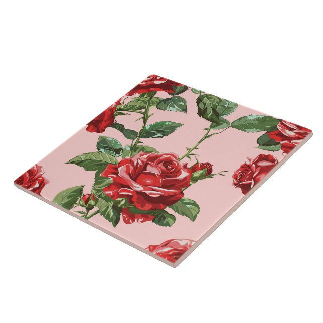 Elegant Chic Stylish Girly Flowers Rose Trendy Tile (Side)