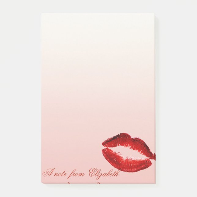 Elegant Chic  Stylish Girly ,Glittery Red Lips Post-it Notes (Front)
