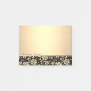 Elegant Chic  Stylish Girly , Gold Flowers Post-it Notes