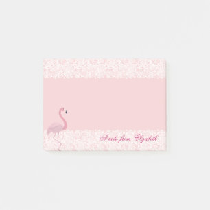 Elegant Chic  Stylish Girly, Lace, Pink Flamingo Post-it Notes
