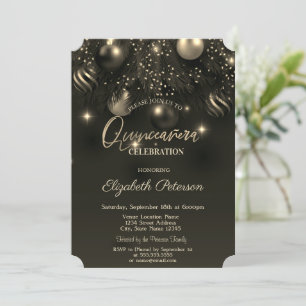 Elegant Chic Stylish Ornaments Quinceañera Invitation