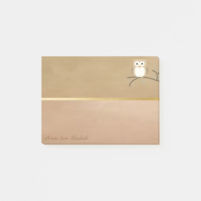 Elegant Chic  Stylish Owl-Personalised Post-it Notes (Front)
