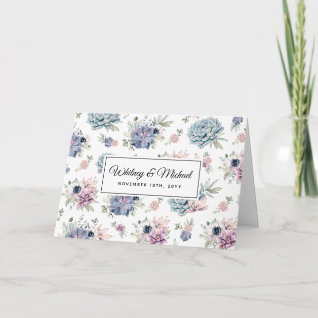 Elegant Chic Succulent Florals Evening Reception Invitation (Front)