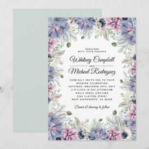 Elegant Chic Succulent Florals Wedding Invitation