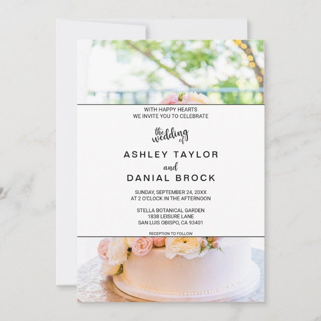 Elegant chic tart white roses floral Wedding Invit Invitation (Front)