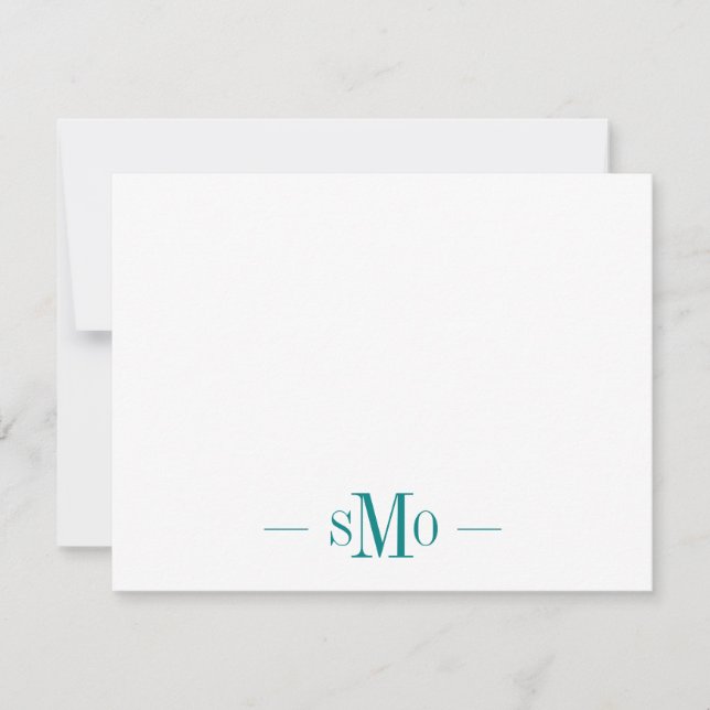Elegant Chic Teal Green Monogram 3 Initials  Card (Front)