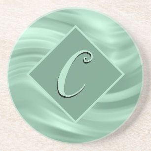 Elegant Chic Teal Swirl Monogram Initial Stylish Coaster