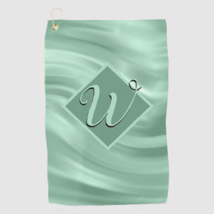 Elegant Chic Teal Swirl Monogram Initial Stylish Golf Towel