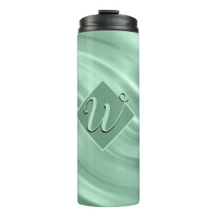Elegant Chic Teal Swirl Monogram Initial Stylish Thermal Tumbler