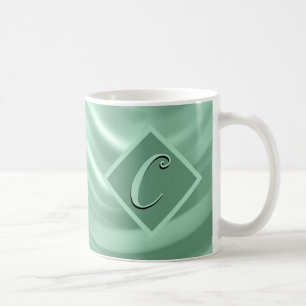 Elegant Chic Teal Swirl Monogram Stylish Coffee Mug