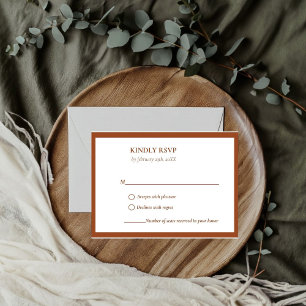 Elegant & Chic Terracotta Burnt Orange wedding RSVP Card