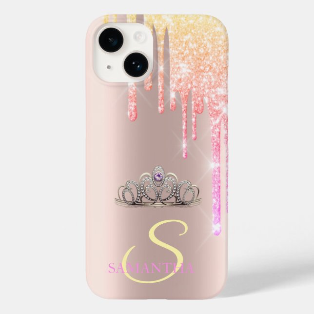Elegant Chic Tiara Cool Glitter Drips  Case-Mate iPhone Case (Back)