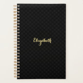 Elegant Chic Trendy Black Gold Weekly & Monthly Planner (Front)