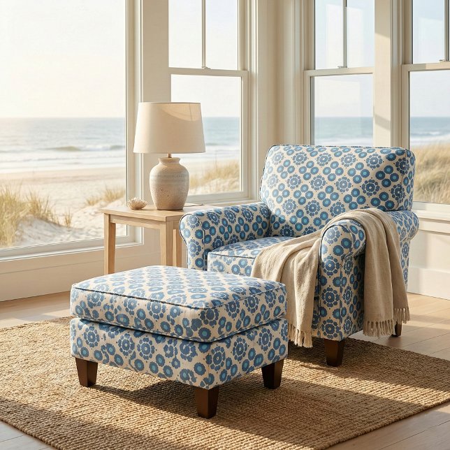 Elegant Chic Trendy Blue & White Geometric Pattern Fabric (Creator Uploaded)