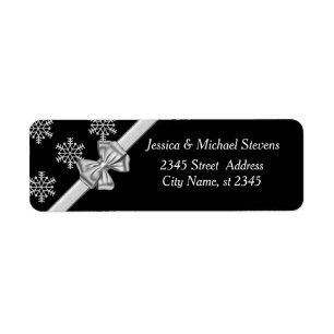 Elegant chic trendy holiday snowflake silver bow