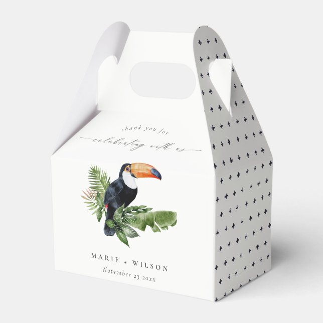 Elegant Chic Tropical Rainforest Toucan Wedding Favour Box (Front Side)