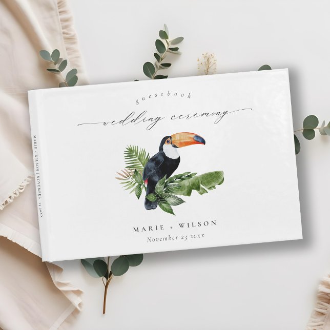 Elegant Chic Tropical Rainforest Toucan Wedding Guest Book (Creator Uploaded)