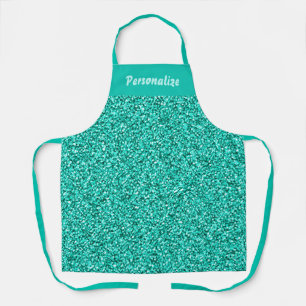Elegant Chic Turquoise Blue Glitter Pattern Apron