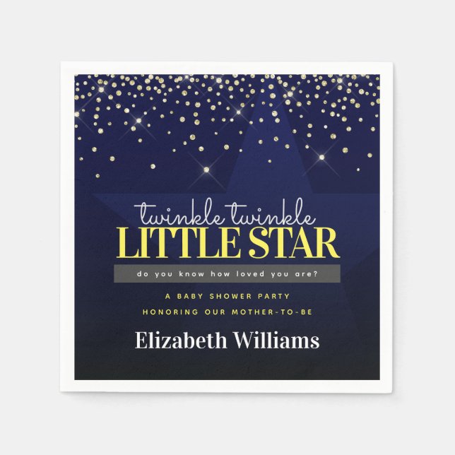 Elegant Chic Twinkle Little Star Baby Shower Napkin (Front)