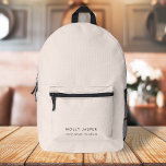 Elegant Chic Typography Blush Pink Feminine Printed Backpack<br><div class="desc">A stylish minimal design with classic typography in black on a feminine blush pink background. The text can be easily customised for a personal touch. A simple,  minimalist and contemporary design to stand out from the crowd!</div>