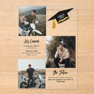 Elegant Chic Typography Graduation Party Acrylic Invitations