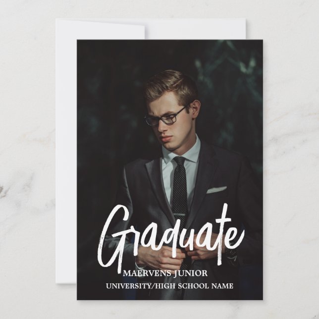 Elegant Chic Typography Graduation Party Announcem Announcement (Front)