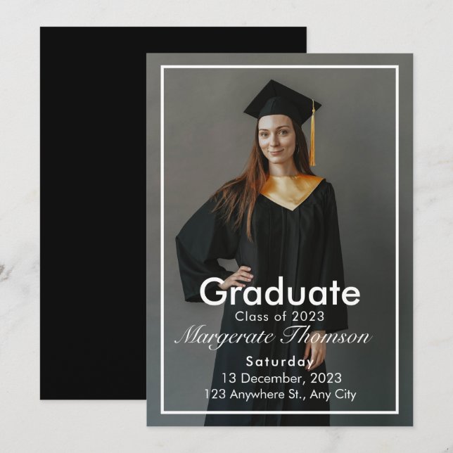Elegant Chic Typography Graduation Party  Invitation (Front/Back)