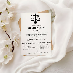 Elegant Chic Typography Laywer Graduation Party Invitation