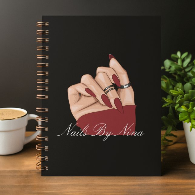 Elegant Chic Typography Nail Beauty Salon Black  Planner (Creator Uploaded)