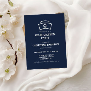 Elegant Chic Typography Nurse Graduation Party Invitation